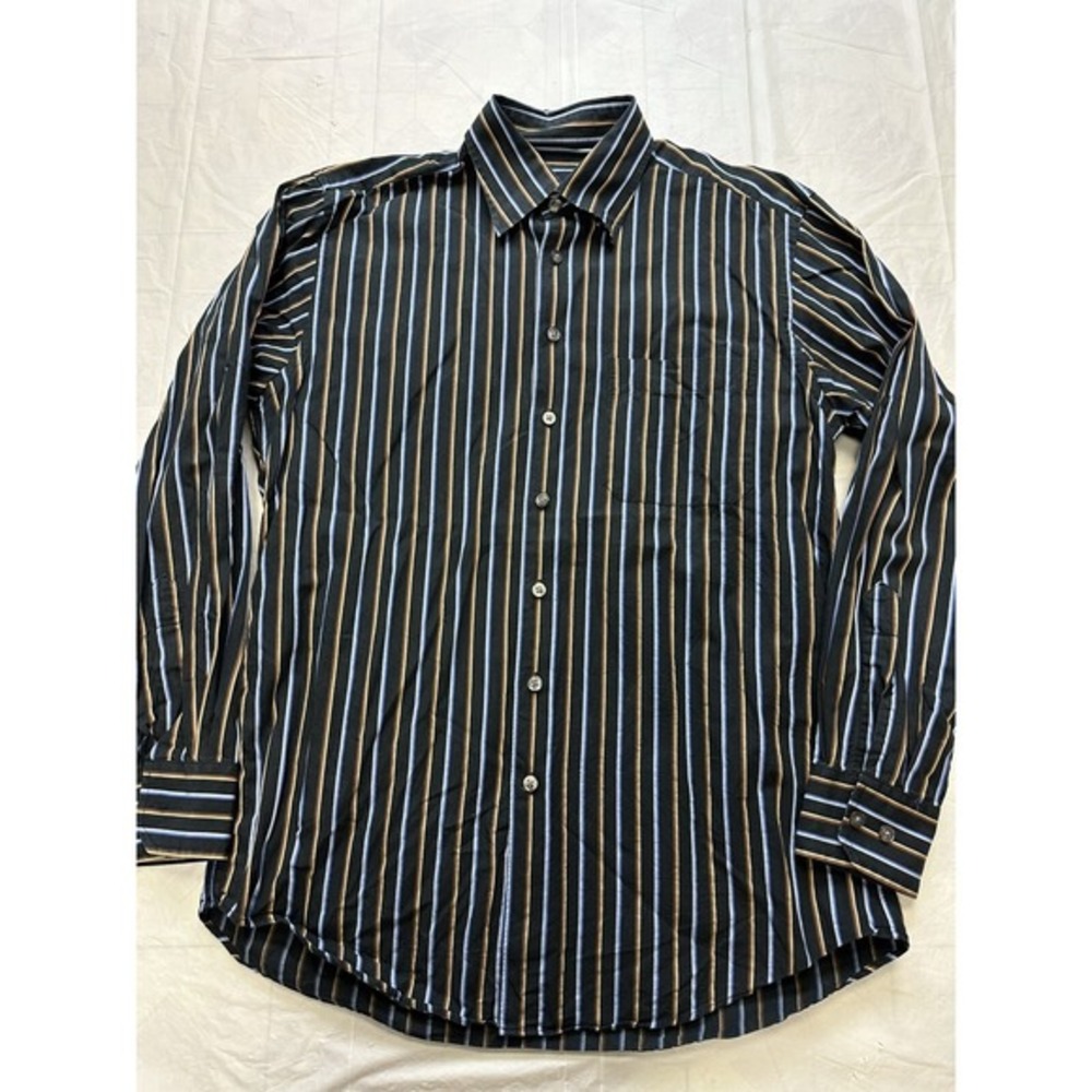 Scott Barber Shirt Men's Medium‎ Long Sleeve Black striped